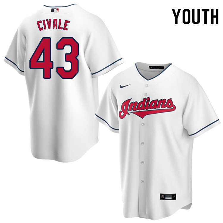 Nike Youth #43 Aaron Civale Cleveland Indians Baseball Jerseys Sale-White